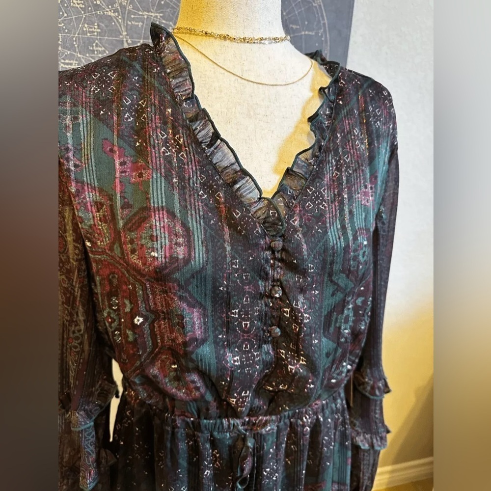 FRYE AND CO. Dark Patterned Long Sleeve Dress size XL NWT - Picture 5 of 6